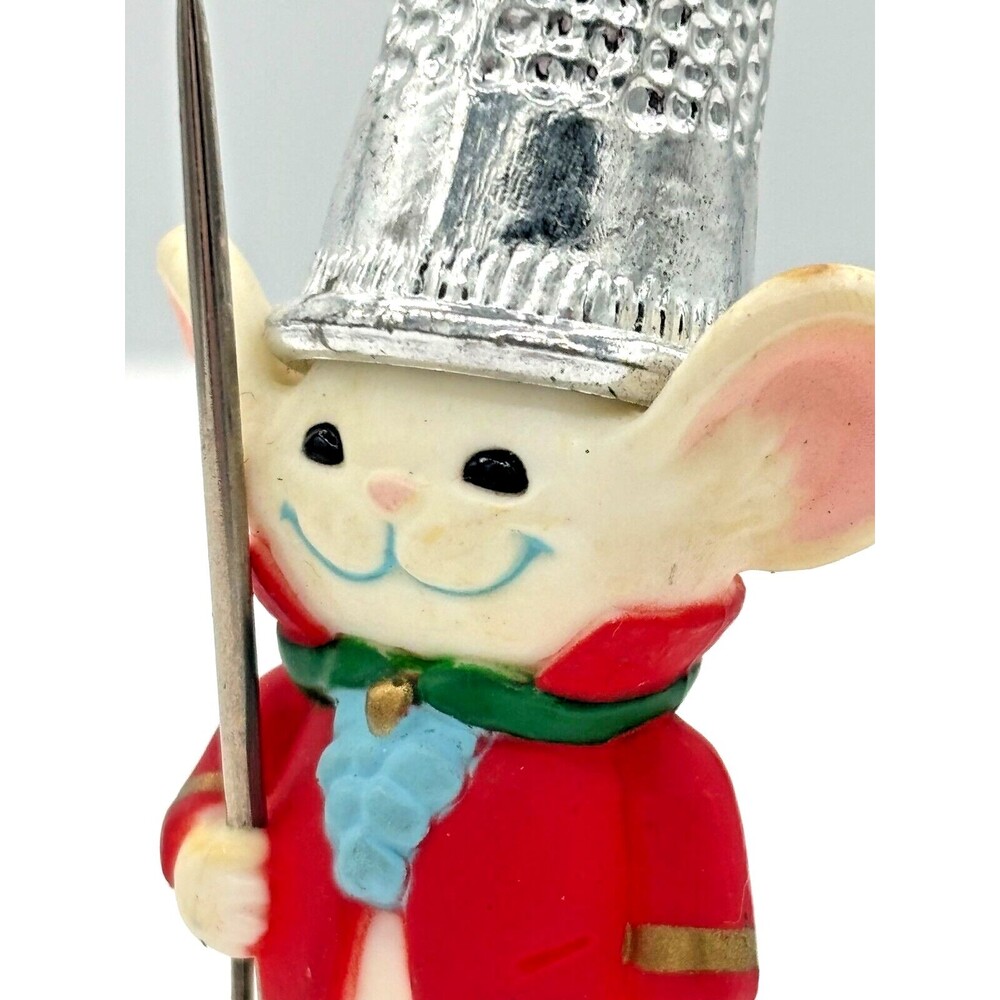 Vintage Hallmark 1982 Thimble #5 Mouse Mini Christmas Ornament Sewing Needle - Picture 11 of 13